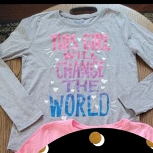 Place Long Sleeve Gray Graphic T-shirt Size Girl's Large 10/12 NEW with Tag
